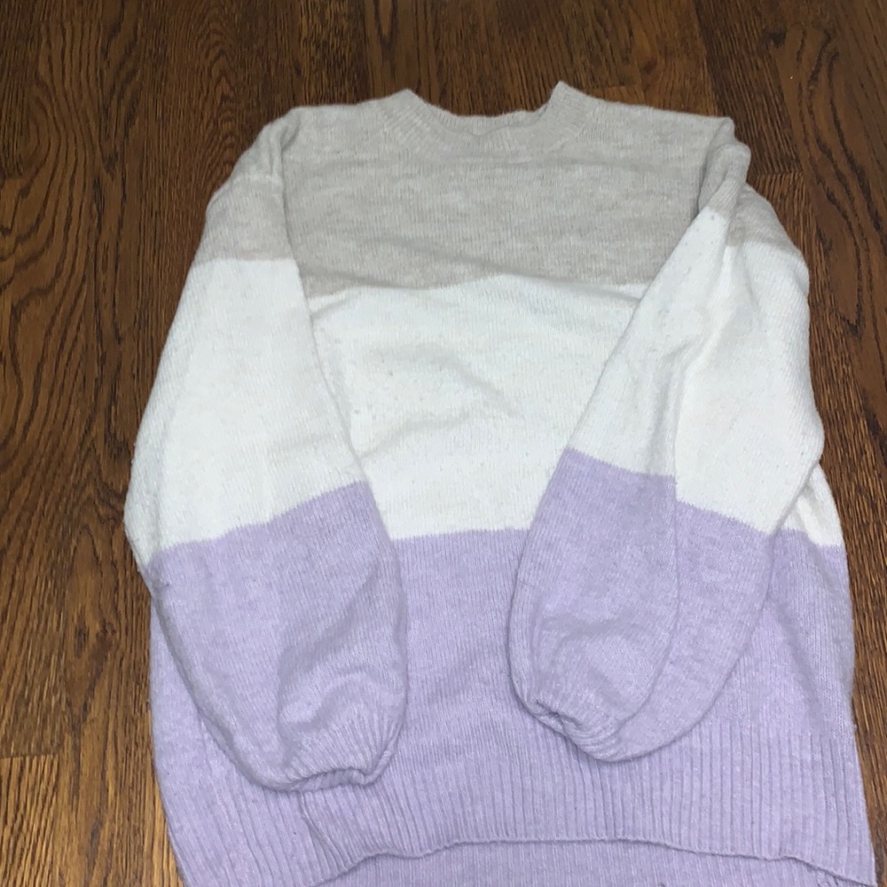 Purple White and Gray striped H&M sweater (size Small)